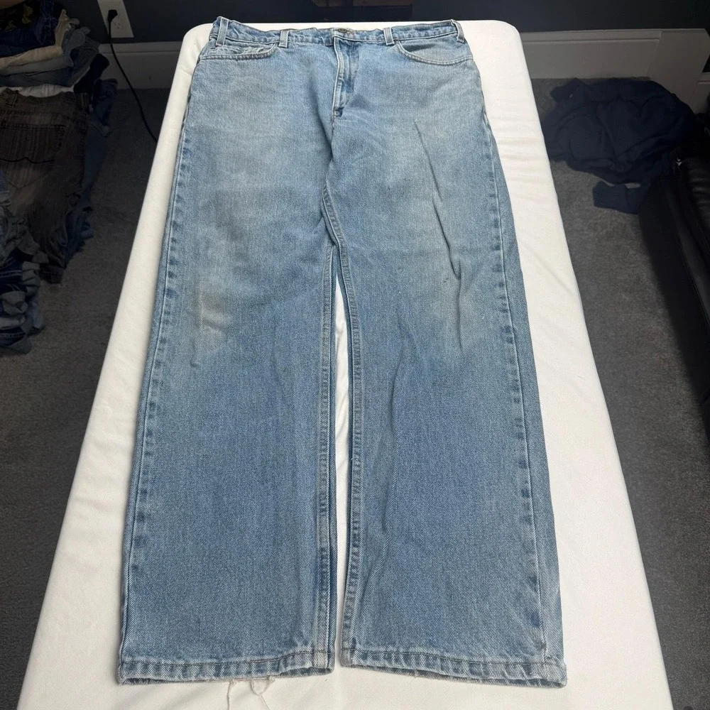 Levis 505 Jeans Mens 36x30 Vintage Blue Light Wash Regular Straight Denim USA